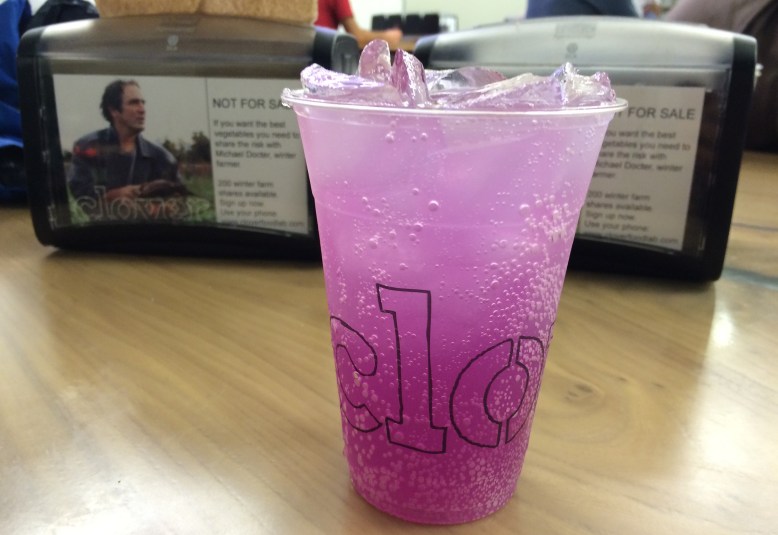 red cabbage soda at Clover